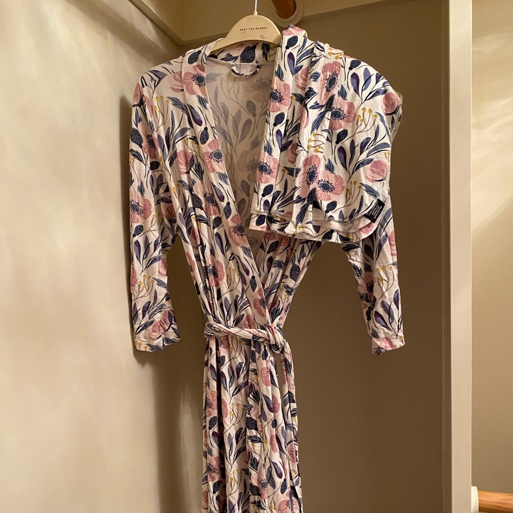 Milkmaid goods maternity robe with matching swaddle and matching bow